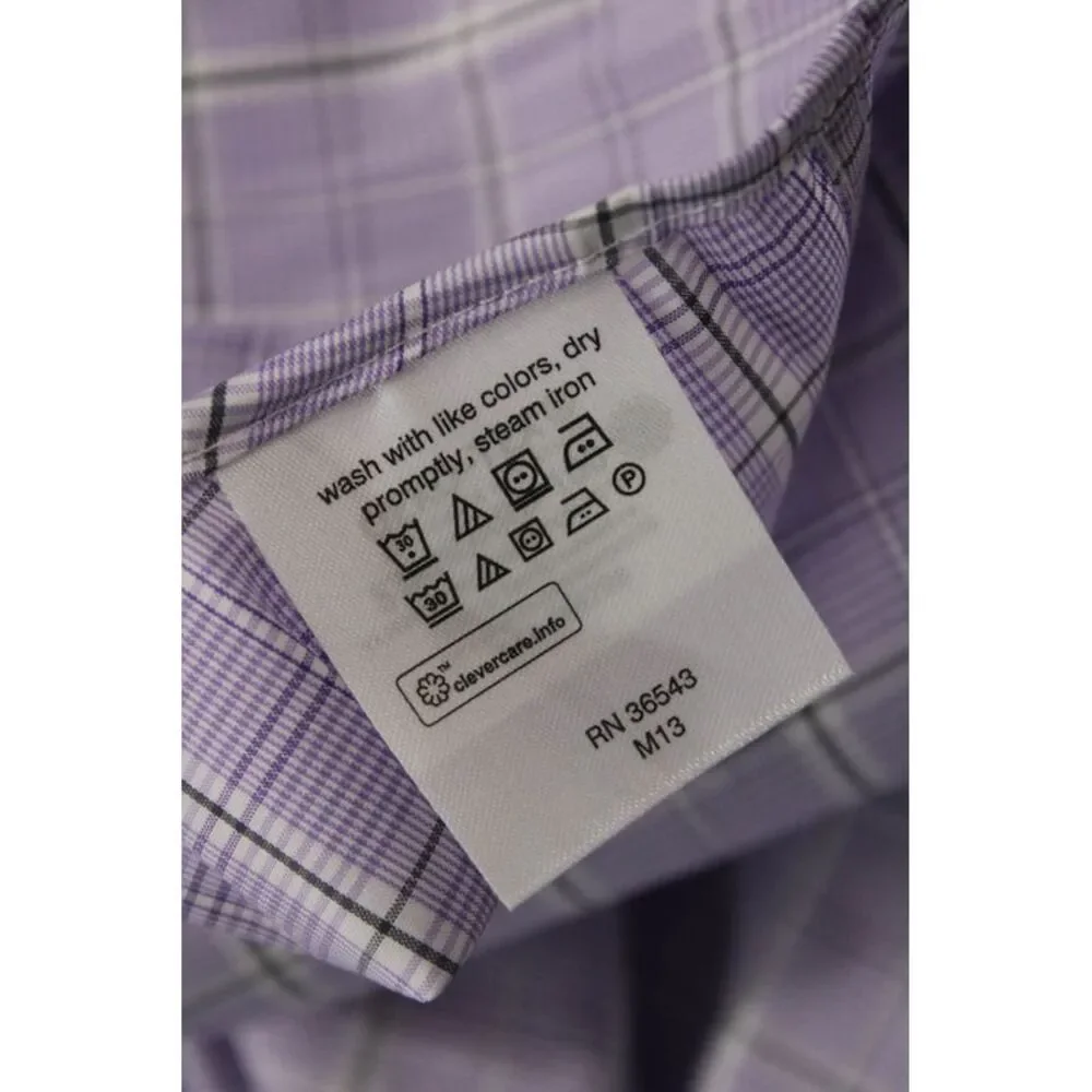 Lauren Ralph Lauren Mens Cotton Collared Plaid Button Down Shirt Purple Size S